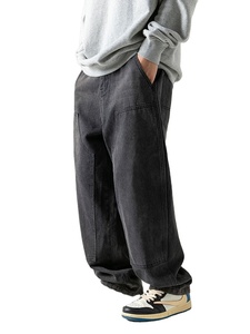 Pantalones vaqueros de trabajo de doble rodilla lavados personalizados, pantalones de registro informales, pantalones sueltos de marca de moda para hombres - Product Image 4