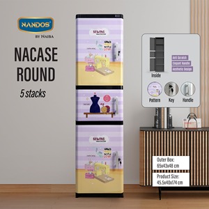 ตู้เก็บของพลาสติกทรงกลม 5 ชั้น ยี่ห้อ Nacase แบบพกพา สำหรับจัดระเบียบบ้าน พร้อมกุญแจล็อค - Product Image 1