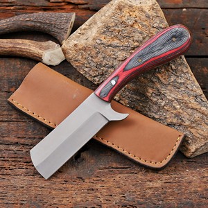 Cuchillo de vaquero forjado a mano de acero al carbono, cuchilla fija de espiga completa OEM personalizada, mango de madera Pakka con funda de cuero - Product Image 1