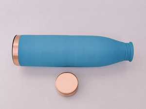 Curio Craft Minimalist Copper <b>Water</b> <b>Bottle</b> Black Matte Finish Reusable Portable Travel Drinkware with Lid Included - Product Image 2