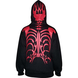 Sudadera con Capucha Negra para Hombre, con Cierre, Estampado de Calavera, Estilo Gótico, Corte Regular, para Otoño - Product Image 4