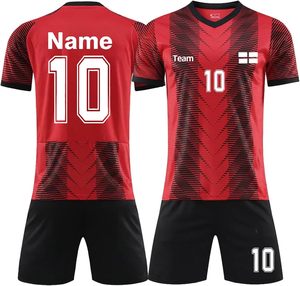 Camiseta de Fútbol Sublimada Personalizada de Alta Calidad para Hombre, Roja, Manga Corta, 100% Poliéster, Transpirable, Uniforme de Equipo, Nombre del Equipo Personalizado - Product Image 4