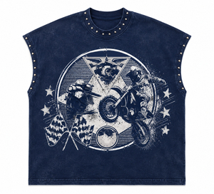 เสื้อกล้ามพิมพ์ลายกราฟิกแบบกำหนดเอง ทรงโอเวอร์ไซส์ ผ้าเจอร์ซีย์เนื้อหนัก 100% ผ้าฝ้ายเนื้อนุ่ม เสื้อยืดวินเทจประดับคริสตัล - Product Image 1
