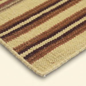 Tapis en laine tufté à la main, rayé beige sable bleu marron, antidérapant, écologique, pour salon, chambre, hôtel - Product Image 6