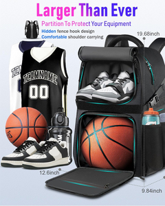 Sac à dos de basket-ball, sac de sport robuste, capacité de rangement extra-large, bretelles réglables confortables pour le basket-ball - Product Image 6