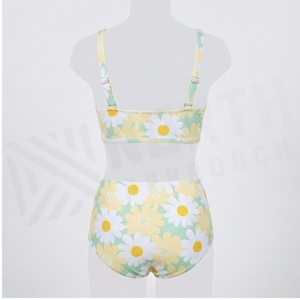 Women's Floral Print 2 Piece <b>Bikini</b> <b>Set</b> High Waist Bottoms Scoop Neck Crop Top Spandex Polyester Stretch Swimwear - Product Image 2