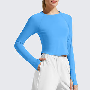 Haut de yoga respirant pour femmes, manches longues, séchage rapide, idéal pour le sport, la gym et l'entraînement. - Product Image 3