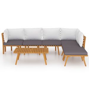 Set lounge da giardino in legno massello di acacia grigio scuro - Product Image 3