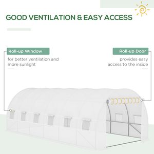 Copertura di Ricambio Bianca per Serra Prefabbricata in PE da 20FT X 10FT X 7FT con 12 Finestre e Porta con Cerniera - Product Image 4
