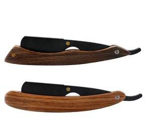 Custom Pouch or logo Steel Razors Folding Shaving Knife Wood Handle Straight razor Knife <b>Barber</b> razor with Replaceable <b>Blades</b> - Product Image 1