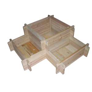 Jardinera Elevada de Madera con Tres Compartimentos, para Jardín Exterior, Rústica y Decorativa, para Cultivar Vegetales, Flores y Hierbas - Product Image 1