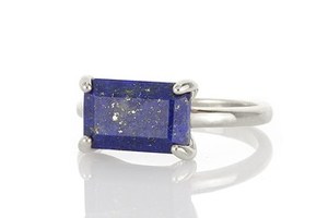 Solid 18K Gold Plated Natural Lapis Faceted Cut Gemstone 925 Sterling <b>Silver</b> <b>Solitaire</b> <b>Rings</b> Fine Jewelry For Women's Party Wear - Product Image 3