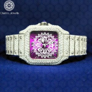 Charm_Jewells Luxury Stainless Steel <b>Watch</b> 40mm Round Diamond Encrusted Sapphire Crystal Analog Dial Unisex Quartz Movement - Product Image 1