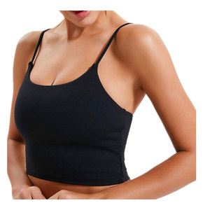 Soutien-gorge de sport pour homme, couleur unie, bretelles ajustables, col en U, sans couture, respirant, séchage rapide, maintien élevé, haut de yoga et fitness, logo avant - Product Image 6