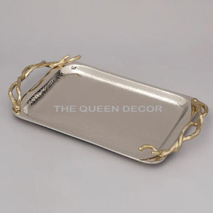 Gold Polished Luxury Round Shape <b>Mirror</b> Glass And Aluminum Metal Decoration <b>Tray</b> New Trending Storage <b>Trays</b> - Product Image 6