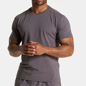Custom High Quality <b>Men's</b> Short Sleeve Round Neck Plain Color <b>Muscle</b> Slim Fit Blank 100% Mercerised Cotton <b>T</b> <b>Shirt</b> for <b>Men</b> - Product Image 6
