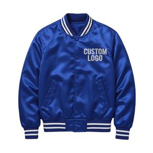 Chaqueta Bomber Varsity de Satén Personalizada Unisex, Chaqueta Universitaria con Bordado Personalizado, Chaqueta de Béisbol Varsity de Seda - Product Image 1