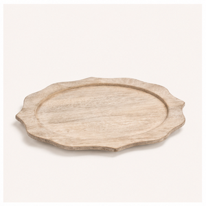Plato de Madera Decorativo Hecho a Mano con Borde Festoneado, de Madera de Mango Blanqueada, para Eventos de Boda y Decoración de Mesa - Product Image 3