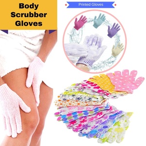 Soft Reusable Sponge Bath Gloves with Colorful Polka Dots for Hand Exfoliation 18cm Length - Product Image 5