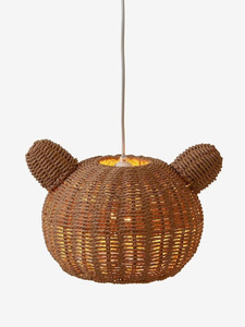 Handcrafted seagrass bear shape lampshade cute woven pendant light shade natural fiber <b>lighting</b> decor eco friendly boho nursery - Product Image 5