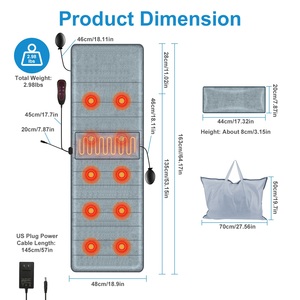 10 motores de vibración 3 temporizadores, esterilla de masaje eléctrica de cuerpo completo, cojín trasero de vibración de calor, almohadilla para silla, almohada Lumbar inflable para la cabeza - Product Image 2
