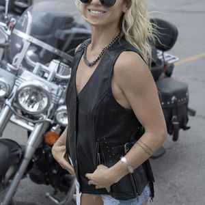 Chaleco de Motocicleta para Mujer 2026, Personalizado con Logotipo y Diseño, de Cuero Genuino de Alta Calidad, Transpirable, Impermeable y Ligero - Product Image 4