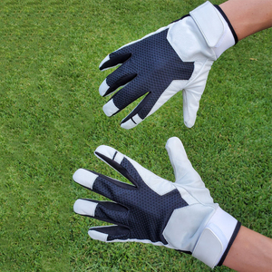 Gants de frappe de baseball unisexes professionnels à manchette courte, personnalisables, tendances actuelles, blanc et noir, durables, haute performance, design antidérapant - Product Image 1