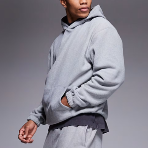 Sweat-shirt à capuche gris pour homme, logo personnalisé, impression numérique sur le devant, polyester/coton, coupe classique, vêtements décontractés pour l'automne - Product Image 3
