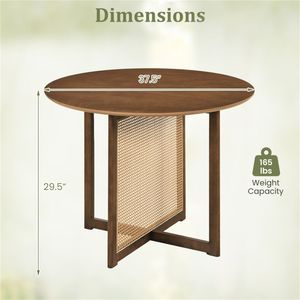 Ensemble de table à manger ronde de style moderne du milieu du siècle de 37,5 pouces, en rotin PE et pieds en bois de caoutchouc, table de cuisine ovale assemblée pour 2 à 4 personnes - Product Image 5