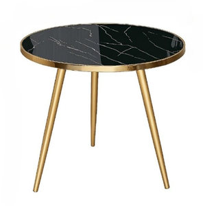 Mesa de centro redonda con tapa de cristal y estructura de base de alambre de cobre, disponible a precios de mayorista. - Product Image 6