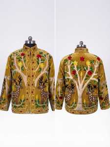 Chaqueta Suzani Amarillo Mostaza, Chaqueta Bordada a Mano para Mujer, Abrigo con Bordado Floral Bohemio, Chaqueta Suzani de Estilo Vintage - Product Image 5