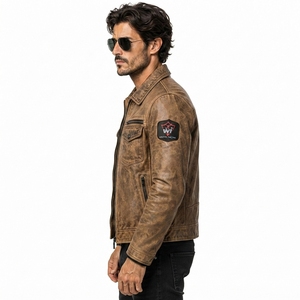 Men Leather <b>Jacket</b> Classic Leather Coat Soft Durable Material Comfortable Fit Stylish Outerwear For Casual Wear Travel Outdoor - Product Image 4