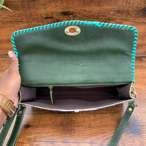 Unique Handcrafted Tooled Leather Crossbody Bag with Floral & Card embossing Genuine Leather Clutch Style Shoulder Bag for Women - Product Image 6