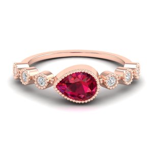 REYES Wholesale Price 925 Sterling Silver Pear Cut 0.75Ct Ruby Gemstone with Moissanite Ring For Women Anniversary Gifts Rings - Product Image 6