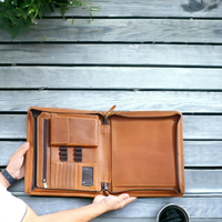 Porte-documents portable en cuir véritable de qualité supérieure avec logo personnalisé, format A4, style vintage, pour le bureau, papeterie de bureau