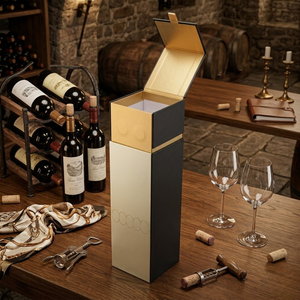 Caja de Botella de Papel Kraft Ecológico Rústico Premium con Cierre Magnético |   Empaque Reciclado con Laminación Mate y Acabado con Recubrimiento UV - Product Image 5