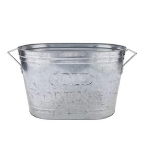 Cubo de hielo en relieve para bebidas frías, bañera enfriadora de bebidas ovalada de alta resistencia, decoraciones plateadas elegantes de Metal plateado galvanizado - Product Image 2