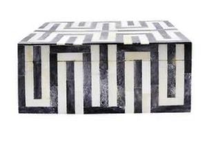 Modern Striped Wood Resin Jewelry Box with Gold Knob Rectangular Storage Box for Bedroom Decorative Use - Product Image 5