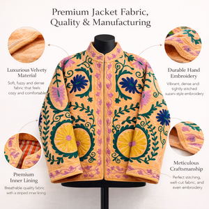 Chaqueta Bomber de Terciopelo Artesanal Premium para Mujer, con Bordado Floral, Cuello Alto, Estilo Casual, Directo de Fábrica - Product Image 6