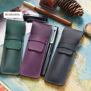 Trousse à stylo à bille en cuir multicolore Crazy Horse School Porte-stylo en cuir pleine fleur Sac à crayons en cuir véritable - Product Image 6