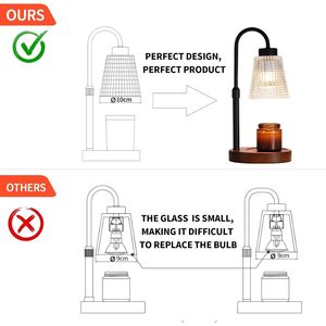 Lampada Scaldacera Elettrica Nera con Timer e Dimmer, per Barattoli di Cera Profumata, con 2 Lampadine, Scaldacandele per la Festa della Mamma/Compleanno - Product Image 3