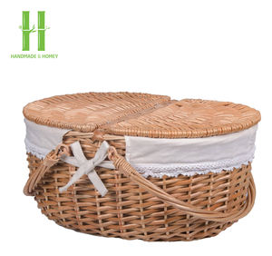 BEST SELLER Eco-friendly Hand Woven Modern Rattan Rectangle Multi-Purpose <b>Storage</b> <b>Baskets</b> Lid Handle Washable Lining Vietnam - Product Image 2
