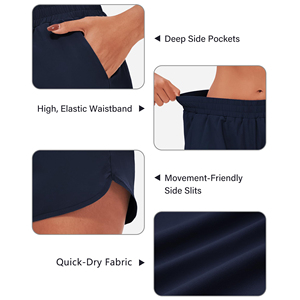 Pantalones Cortos Deportivos Ligeros de Corte Regular para Mujer, con Bolsillo con Cremallera, para Correr y Hacer Ejercicio - Product Image 4