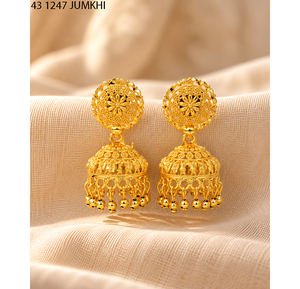Wholesale Traditional Indian Gold Plated Floral Jhumka Earrings for Women <b>Wedding</b> Party Ethnic Drop Jewellery Manufacturer - Product Image 3