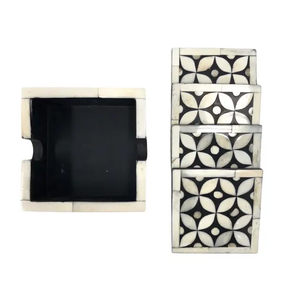 Elegant Bone Inlay Tea Coaster Set Handmade Luxury Table Accessory Stylish Decor for Home Office and Dining Use - Product Image 2