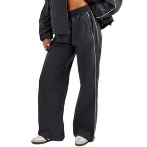 <b>Women's</b> Cropped Full <b>Zip</b> High Collar Tracksuit Set <b>Top</b> Wide Leg Trousers Elastic Drawstring Waist Two Piece Casual Lounge Outfit - Product Image 5