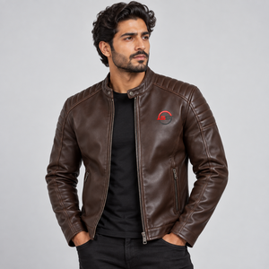 Chaqueta de Motocicleta de Cuero Sintético de Alta Calidad con Acabado Duradero, Ajuste Cómodo, Cierre de Cremallera, Diseño Resistente al Viento, Ideal para Carreras - Product Image 1