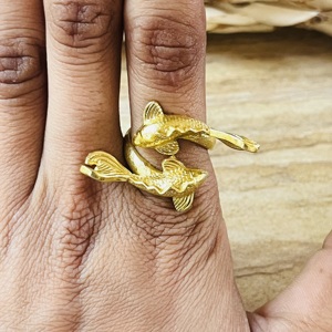 Modern Style Koi Fish <b>Rings</b> Boho Brass <b>Rings</b> Women 18k Gold Plated Gothic Animal Wrap <b>Open</b> Band Statement <b>Ring</b> Wholesale/OEM/ODM - Product Image 4