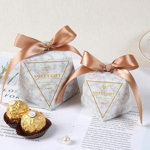 Nouvelles boîtes cadeaux pyramidales écologiques biodégradables de luxe, boîtes à bonbons personnalisées, boîtes rigides en carton pour mariage - Product Image 5