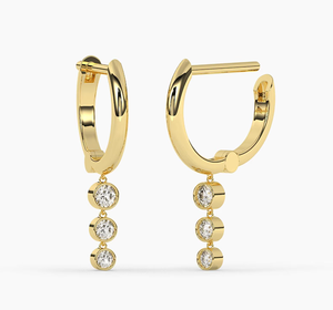 ต่างหูเพชรทรงบริลเลียนต์เคลือบทองคำ 14KT คุณภาพพรีเมียม เพชรเพาะเลี้ยงในห้องปฏิบัติการ ดีไซน์น่ารัก รับรองโดย IGI เครื่องประดับชั้นดีสำหรับผู้หญิง - Product Image 4
